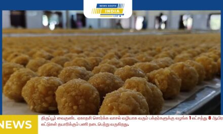 திருப்பூர் வைகுண்ட ஏகாதசி சொர்க்க வாசல் வழியாக வரும் பக்தர்களுக்கு வழங்க 1 லட்சத்து 8 ஆயிரம் லட்டுகள் தயாரிக்கும் பணி நடைபெற்று வருகிறது.