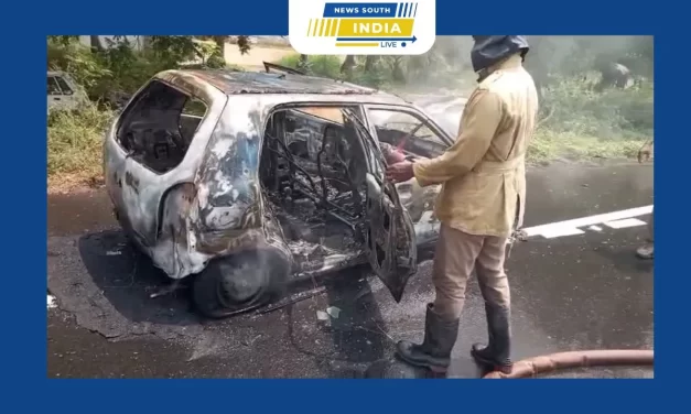தளவாபாளையம் பகுதியில் மாருதி, கார் தீப்பிடித்து முற்றிலுமாக எரிந்து நாசம்.