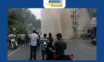 மேட்டுப்பாளையம் நடு ஊர் பகுதியில் திருப்பூர் குடிநீர் திட்ட குழாயில் உடைப்பு பல அடி உயரத்திற்கு தண்ணீர் பீச்சி அடித்து வீணாகி வருகிறது