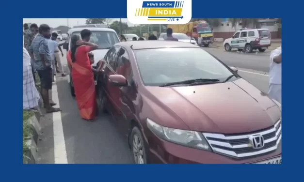 மூன்று கார்கள் அடுத்தடுத்து மோதி விபத்து இரண்டு பேர் காயம் -போலீசார் விசாரணை.