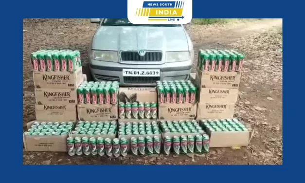 விழுப்புரம் மாவட்டம் திண்டிவனம் அருகே புதுவை மது பாட்டில்களை காரில் கடத்தி வந்த இரண்டு பேர் கைது -ஐந்து லட்சம் மதிப்புள்ள புதுவை மது பாட்டில்கள் மற்றும் கார் பறிமுதல் -போலீசார் விசாரணை.