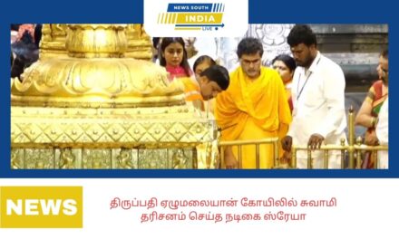 திருப்பதி ஏழுமலையான் கோயிலில் சுவாமி தரிசனம் செய்த நடிகை ஸ்ரேயா