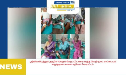 ஸ்ரீவில்லிபுத்தூர் அருகே 40க்கும் மேற்பட்டோரை கடித்த வெறி நாய் மாட்டையும் கடித்ததால் சாலை மறியல் போராட்டம்.