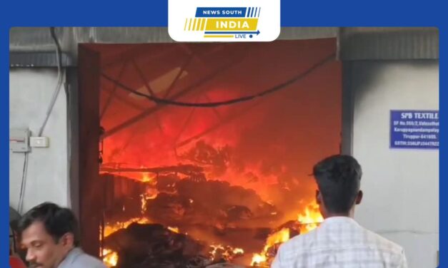 பனியன் நிறுவனத்தில் தீ விபத்து. பல கோடி மதிப்பிலான பொருட்கள் எரிந்து சேதம்.