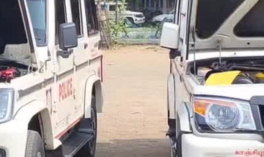 🚓 காவல் வாகனங்களின் நிலையை நேரில் ஆய்வு செய்த காஞ்சிபுரம் எஸ்.பி. பெ. சண்முகம் — வாகனத்தைத் தானே ஓட்டி பரிசோதனை! 🔍🚘